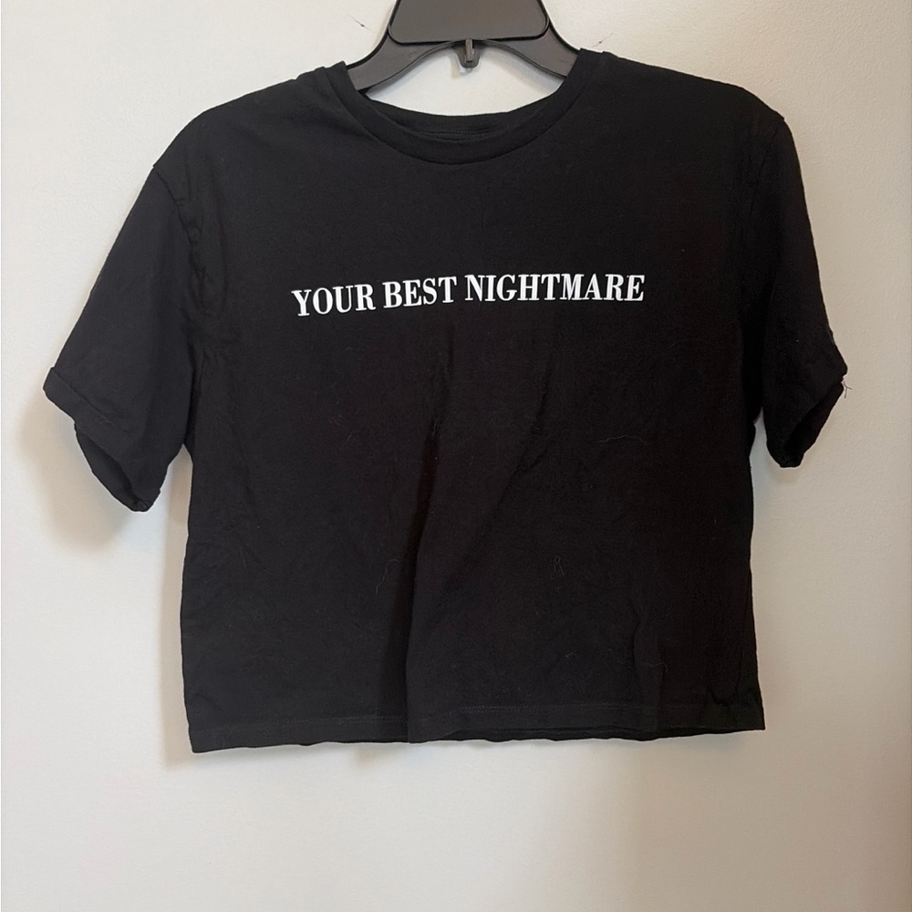 Black Graphic Crop Top — "Your Best Nightmare"